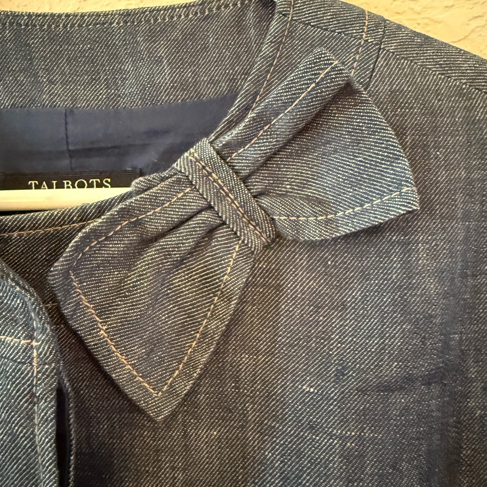 Talbots Petites Jacket Blue Button Bow Accent Sho… - image 3